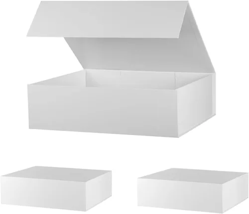 Vista 10 de Caja de regalo negra extragrande de 19 x 16 x 6 pulgadas, enorme caja rectangular plegable con tapa cierre magnético para propuesta de padrino