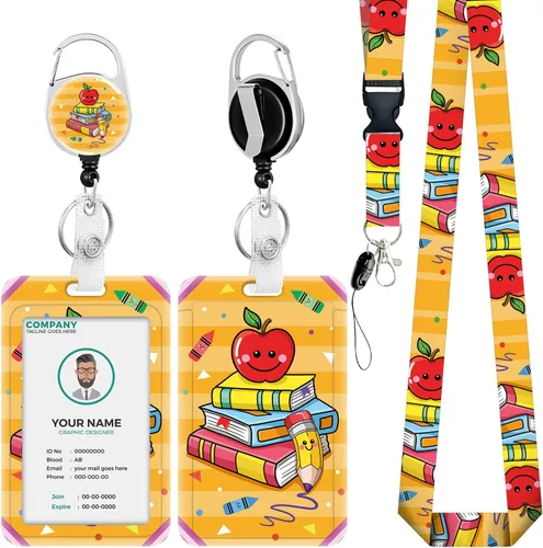 Vista 8 de Cordones de Navidad para insignias de identificación, carrete de insignia arcoíris resistente con clip de mosquetón, soporte de insignia