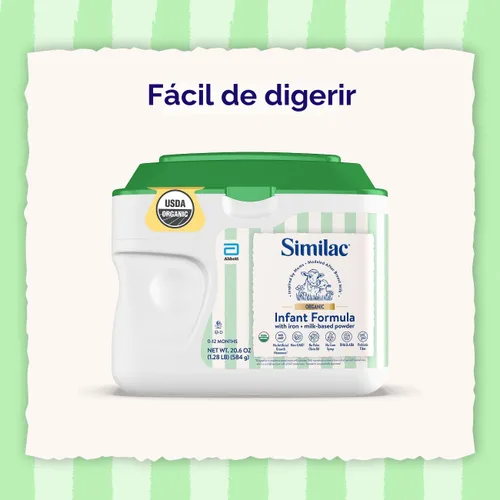 Vista 7 de Similac Fórmula infantil orgánica, fácil de digerir, orgánico certificado por USDA, polvo, bañera de 20.6 onzas