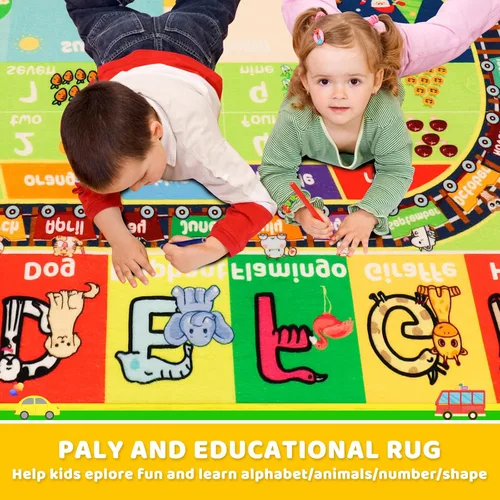 Vista 3 de ABC Alfombra para Niños para Sala de Juegos 59"×39.4" Tapete de Juego para Bebé Alfombra del Alfabeto Alfombra de Animales Números Formas Alfombra