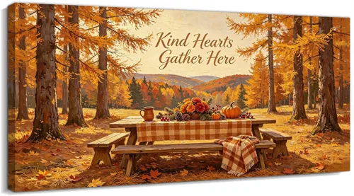 Vista 36 de TIMUBA Lienzo decorativo de pared de otoño de lago, citas de otoño Decoración de pared de otoño-01