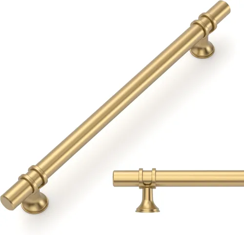 Vista 9 de Amerdeco ZH0050 - Paquete de 10 pomos de bronce champán para gabinetes, barra en T de 2 pulgadas, manijas de gabinete de cocina, manijas