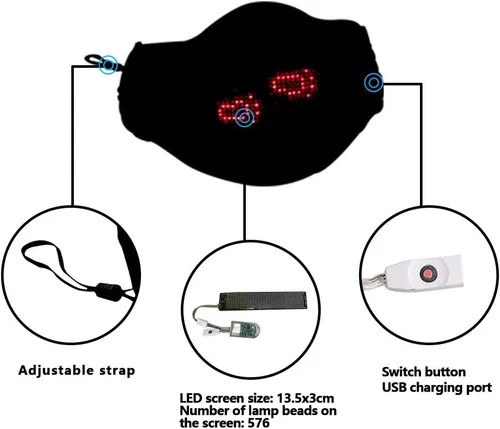 Vista 5 de Máscara facial con transformación-luz para arriba programable máscara led fresca