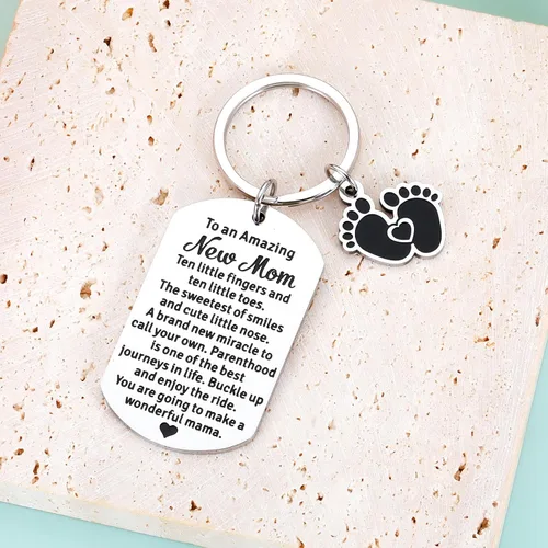 Vista 7 de Regalos de revelación de género, llavero de anuncio de embarazo para nueva mamá, regalos de baby shower, regalo para madres primerizas, regalo