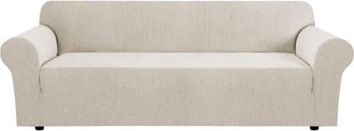 Vista 108 de H.VERSAILTEX Funda elástica para sofá, fundas suaves para muebles de 3 cojines, con tela jacquard gruesa a cuadros con parte inferior elástica, sofá