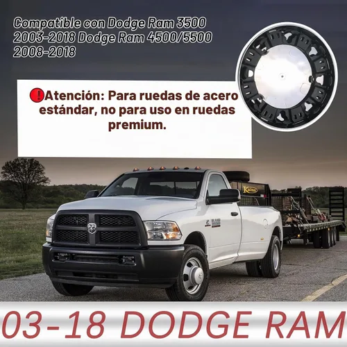 Vista 3 de TQPONLY Tapa central cromada de doble rueda delantera Compatible con accesorios Dodge Ram 3500 2003-2017 Ruedas dobles de 1 tonelada de 17