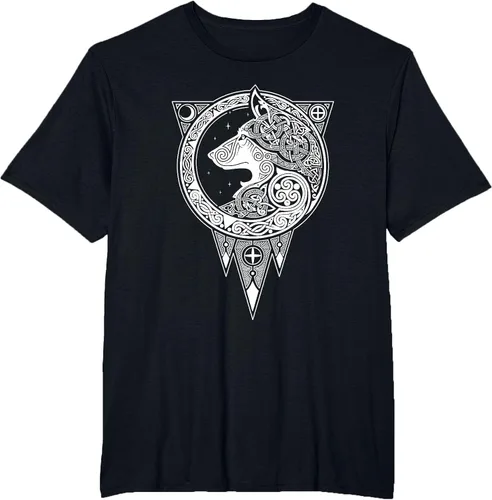 Vista 56 de Viking Fenris Wolf - Camiseta de mitología nórdica con símbolo de Fenrir Asphalt Grey