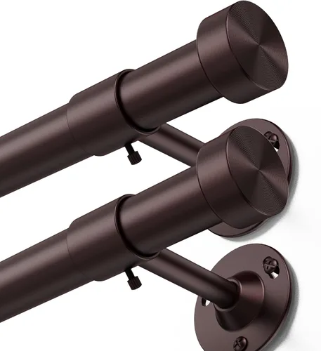 Vista 9 de YaFex Barras de cortina resistentes de 32 a 60 pulgadas, barra de cortina negra ajustable de 1 pulgada para ventanas, barras de tratamiento de Negro
