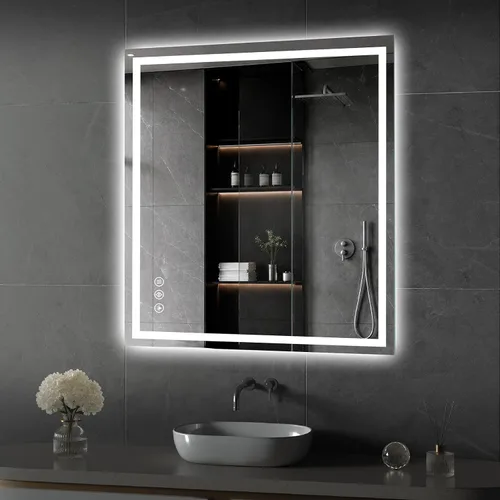 Vista 11 de Koonmi Espejo de baño LED 38x26 con luz, antivaho y 3