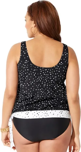 Vista 2 de Swimsuits For All Blusa tipo tankini con lazo lateral para mujer