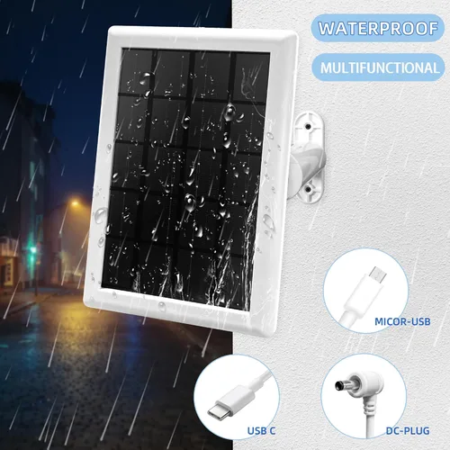 Vista 5 de Cargador de panel solar para batería de cámara de anillo, compatible con Ring Spotlight Cam/Stick Up Cam, uso al aire libre, 2 unidades, cable