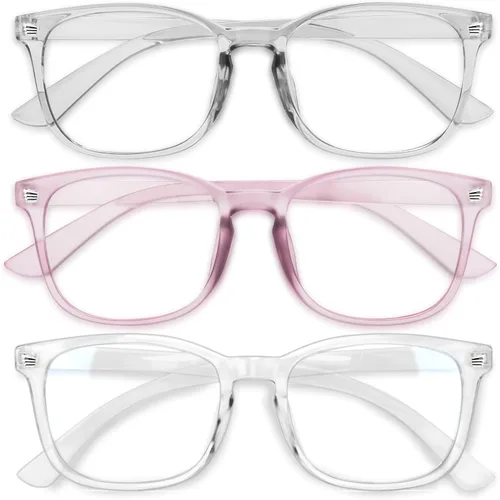 Vista 27 de Gaoye - Paquete de 3 anteojos de bloqueo de luz azul, falsos, cuadrados, de moda, anti rayos UV, para computadora, juegos, para mujeres/hombres