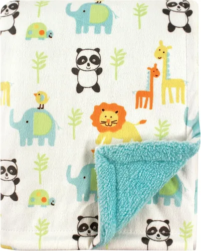 Vista 5 de Luvable Friends - Manta afelpada unisex para bebé con reverso de sherpa, floral azul, talla única