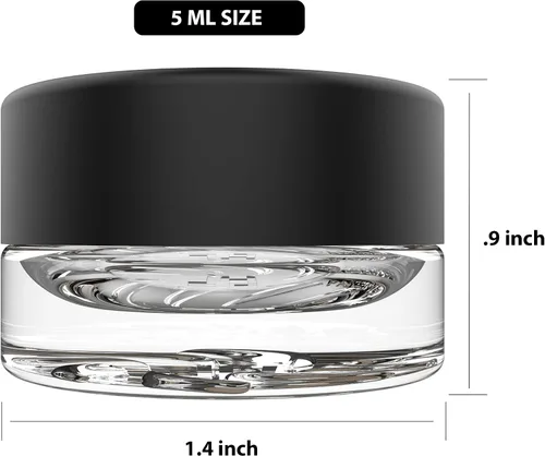 Vista 2 de Supercell - Recipientes gruesos de vidrio transparente resistente a los niños, tarros de almacenamiento de concentrado para aceite, bálsamo labial