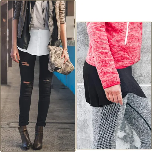 Vista 5 de 2 piezas de extensor de camisa para mujer, ajustable, parte superior falsa, barrido inferior, camisa de media longitud Negro y blanco