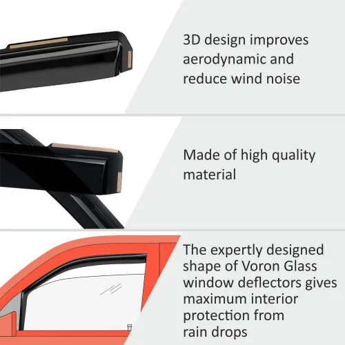 Vista 4 de Voron Glass in-Channel Rain Guards for Chevy Equinox 2018-2024 Para Equinox 18-24
