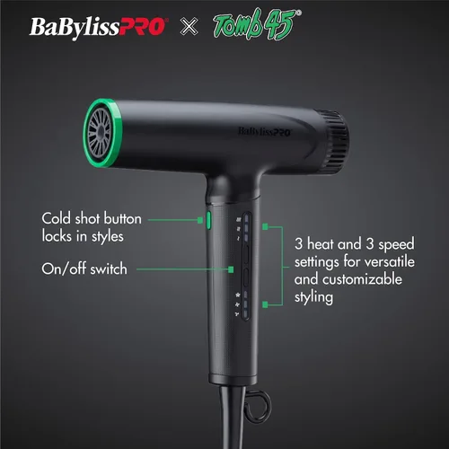 Vista 5 de BaBylissPRO Nano Titanium Limited Edition Profesional Nano Light Ionic Secador de pelo (Tomb45 Collection)