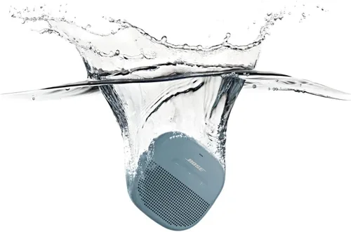 Vista 3 de Bocina SoundLink Micro de Bose con Bluetooth: Bocina pequeña portátil impermeable con micrófono, Azul Piedra