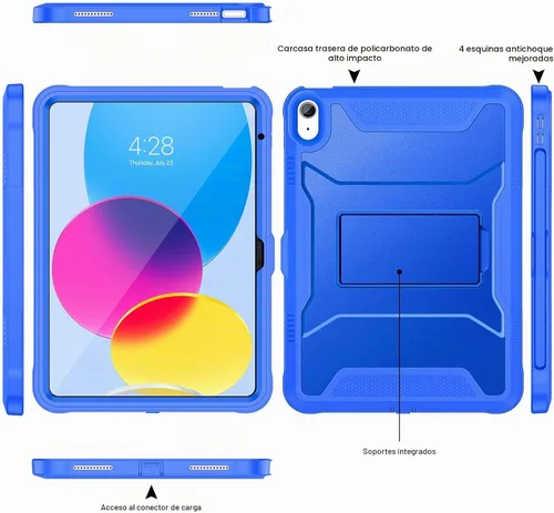 Vista 3 de Funda Soke para iPad (A16) de 11ª generación de 11 pulgadas 2025, iPad de 10ª generación de 10.9 pulgadas 2022, con protector de pantalla