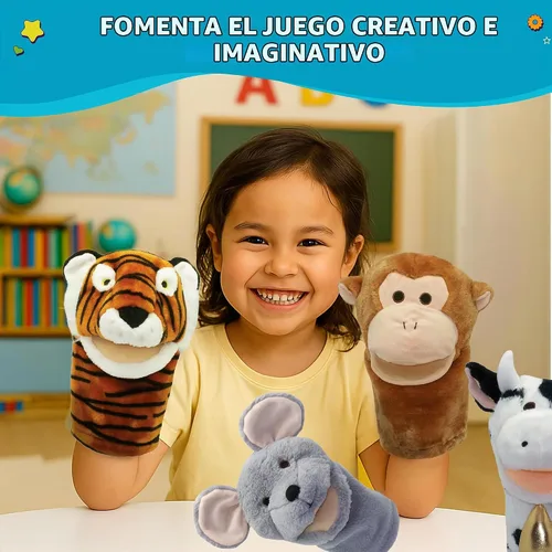 Vista 7 de Get Ready Kids BigMouth - Marionetas de mano de animales - Juego de 10