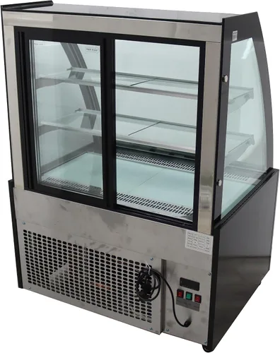 Vista 6 de TECHTONGDA Exhibición Refrigeradores Pastel Escaparate Curvo Refrigeración Display Case Gabinete de panadería comercial con luz LED blanca Piso