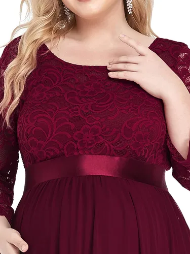 Vista 5 de Ever-Pretty Vestido de fiesta de maternidad de gasa con mangas para mujer, talla grande, 20797