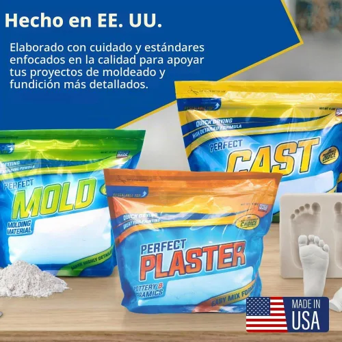 Vista 6 de Material de moldeo de alginato perfecto, polvo no tóxico para fabricar moldes para fundición de vida, fundición a mano, huellas de bebé, moldes