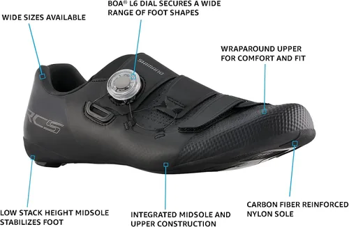 Vista 2 de SHIMANO SH-RC502 - Tenis de ciclismo ligeros para hombre con características profesionales