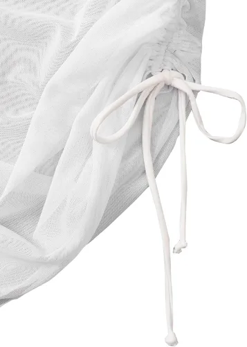 Vista 4 de MakeMeChic Falda de playa con cordón frontal fruncido para mujer, falda de playa para bikini