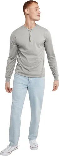 Vista 5 de Hanes Camiseta de manga larga de algodón Henley para hombre