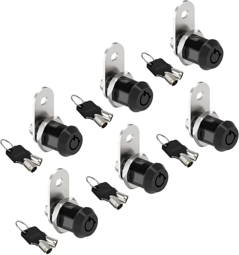 Vista 9 de Paquete de 1 cerradura de gabinete con llaves, cerraduras tubulares de leva de 5/8 pulgadas con llave similar, cerradura de RV para armarios