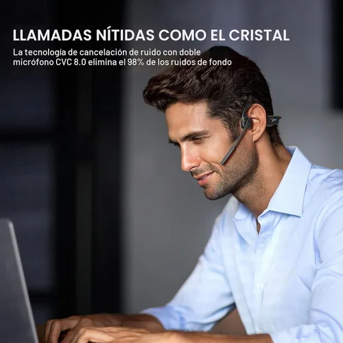 Vista 3 de MAIRDI Auriculares de conducción ósea abierta Bluetooth con micrófono con cancelación de ruido, auriculares Bluetooth inalámbricos con micrófono