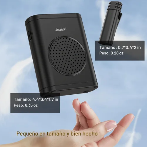 Vista 7 de Amplificador de voz con micrófono inalámbrico de solapa con clip, [Bluetooth 5.3] Micrófono para profesor para aula, Sistema PA de altavoz mini