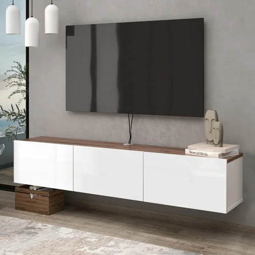 Vista 10 de Atelier Mobili - Soporte de TV flotante negro de 65 pulgadas, centro de entretenimiento flotante para TV de 80 pulgadas, gabinete de TV negro