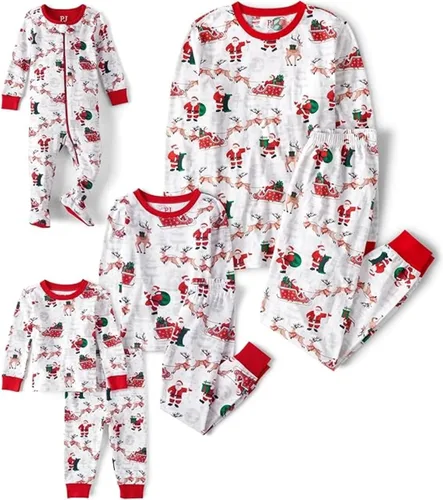 Vista 22 de The Children's Place Pijama de Navidad unisex para bebé, algodón