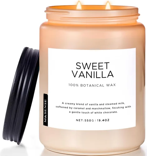 Vista 21 de M&SENSE Vela de crema naranja para renovación del hogar y aroma primaveral, vela de cera de soja de 19.4 onzas con 110 horas de tiempo