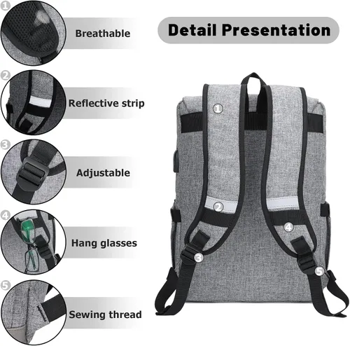 Vista 5 de HFSX Mochila vintage antirrobo, mochila para computadora portátil para hombres y mujeres, mochila de viaje de negocios, mochila universitaria