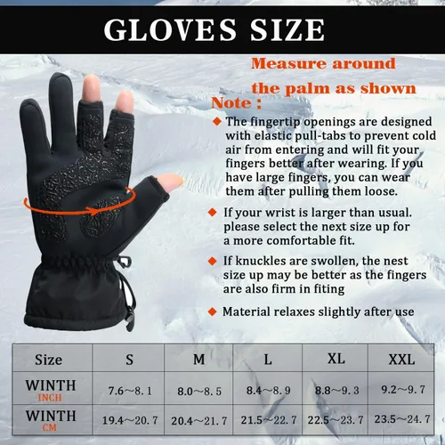 Vista 2 de Drasry Neoprene Palm Ice Fishing Gloves 3-Cut Fingers Warm for Men and Women Cold Weather Insulated Great for Winter Fly Fishing Photography Running