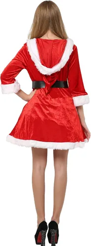Vista 4 de EraSpooky Disfraz de Papá Noel de Navidad para mujer