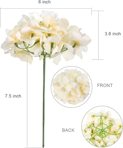 Vista 3 de Auihiay 12 piezas de hortensias artificiales de seda con tallos para decoración de bodas, hogar, jardín, fiestas (champán)