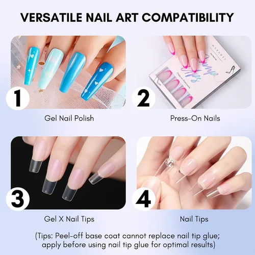 Vista 12 de Kit de capa base y capa superior de gel Makartt: Esmalte de uñas transparente, brillante, sin necesidad de limpieza, resistente a manchas, capa