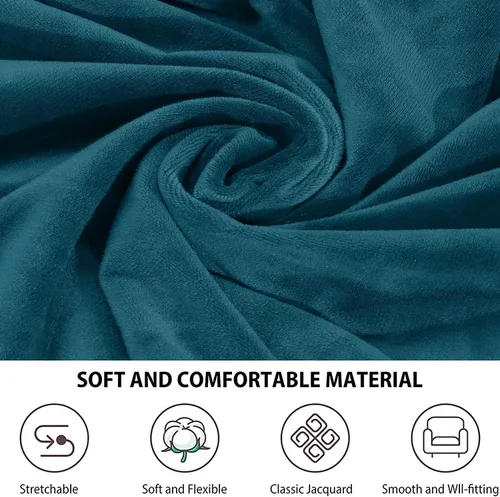 Vista 3 de ADPON Funda de terciopelo para silla de oficina con fundas para brazos, fundas elásticas para sillas de escritorio de computadora, fundas Azul lago