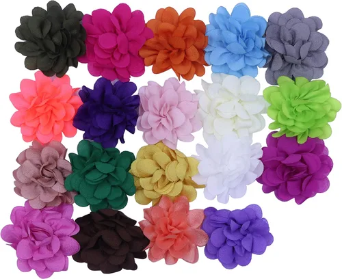 Vista 46 de YYCRAFT Paquete de 30 diademas de flores de gasa de 2 pulgadas, color rosa bebé