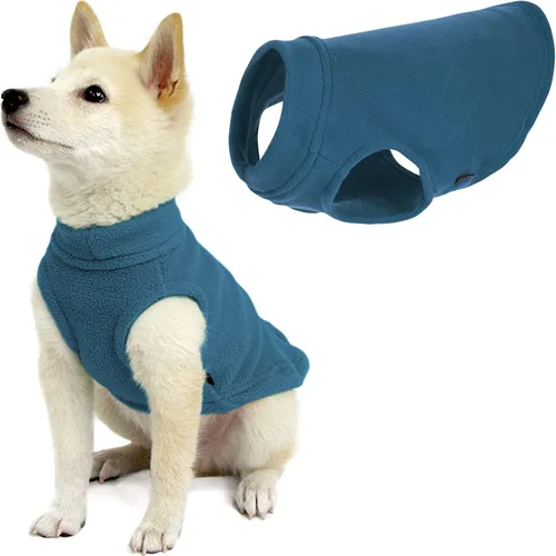 Vista 21 de Gooby - Chaleco de Vellón Elástico, Chaleco de Vellón Tipo Pullover Chaqueta Suéter para Perros, Azul Argyle, Extra Pequeño