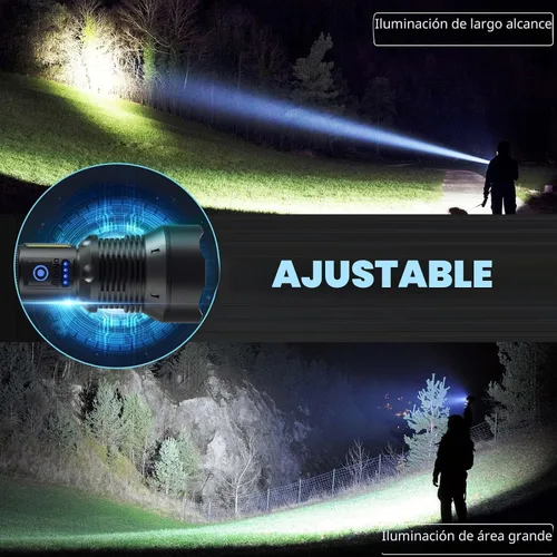 Vista 3 de Cinlinso Linternas Recargables de Alto Lúmenes, 99,000 Lúmenes Linterna LED Súper Brillante, Linterna con 7 Modos, IPX6 Impermeable, Linterna
