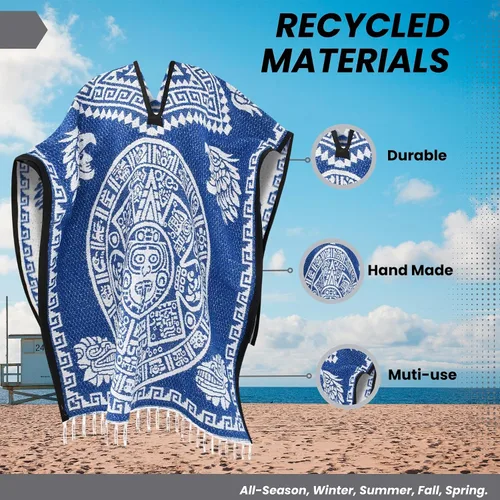 Vista 4 de Artisans Bazaar Poncho mexicano Sarape Azteca Hombres Hombre Mexico Gabanes Mexicanos Western Cowboy Disfraz Adulto Jorongos