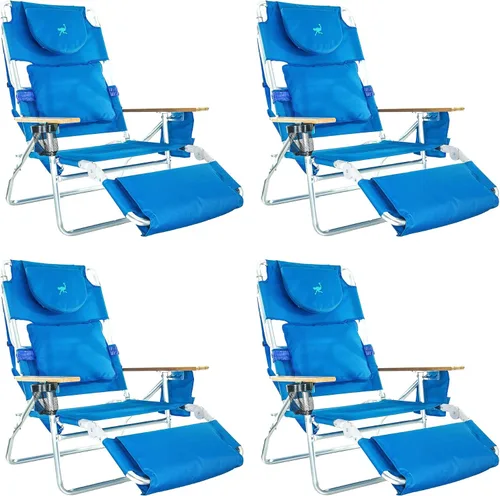 Vista 15 de Ostrich Silla de playa reclinable 3-N-1 de lujo acolchada para exteriores, color azul (paquete de 2)