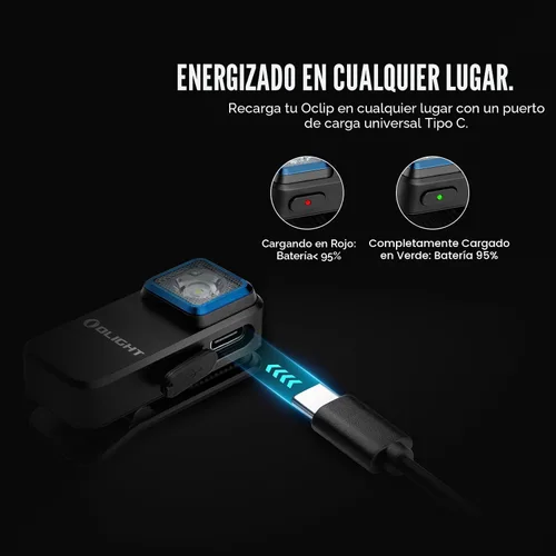 Vista 7 de OLIGHT Oclip linterna recargable EDC de 300 lúmenes con fuentes duales, luz de bolsillo compacta con clip, conveniente carga USB C, luces magnéticas
