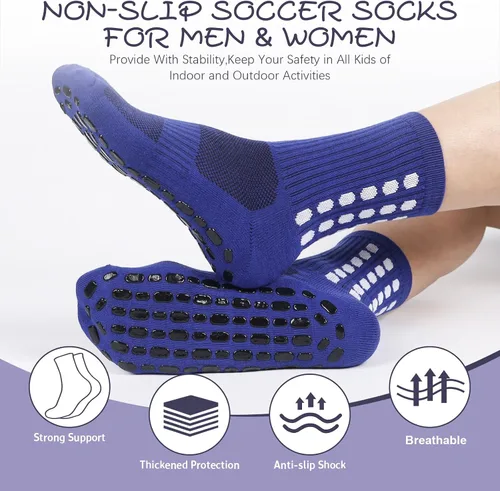 Vista 4 de 6 Pairs Grip Soccer Socks Colorful Non Slip Sports Football Basketball Hospital Yoga Socks for Men Women
