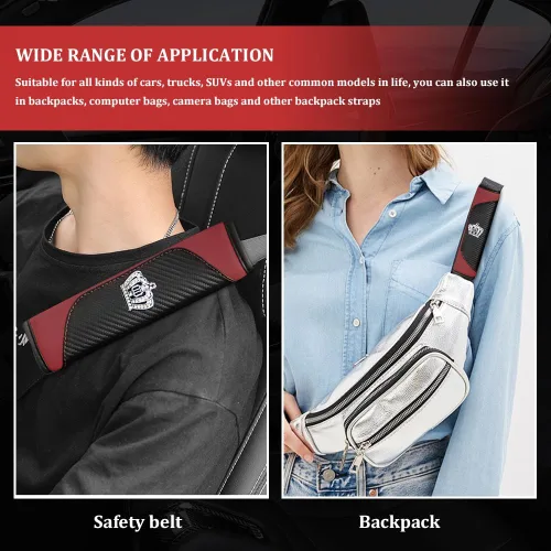 Vista 6 de Funda para cinturón de seguridad de automóvil, protector de cinturón de seguridad, almohadilla de arnés suave de cuero transpirable que protege tu